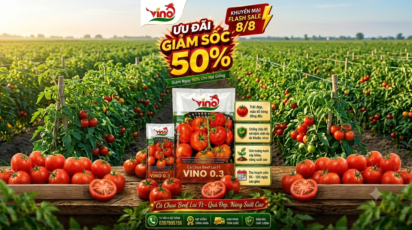 Flash Sale 8/8 giảm đến 50% hạt giống rau tại VINO